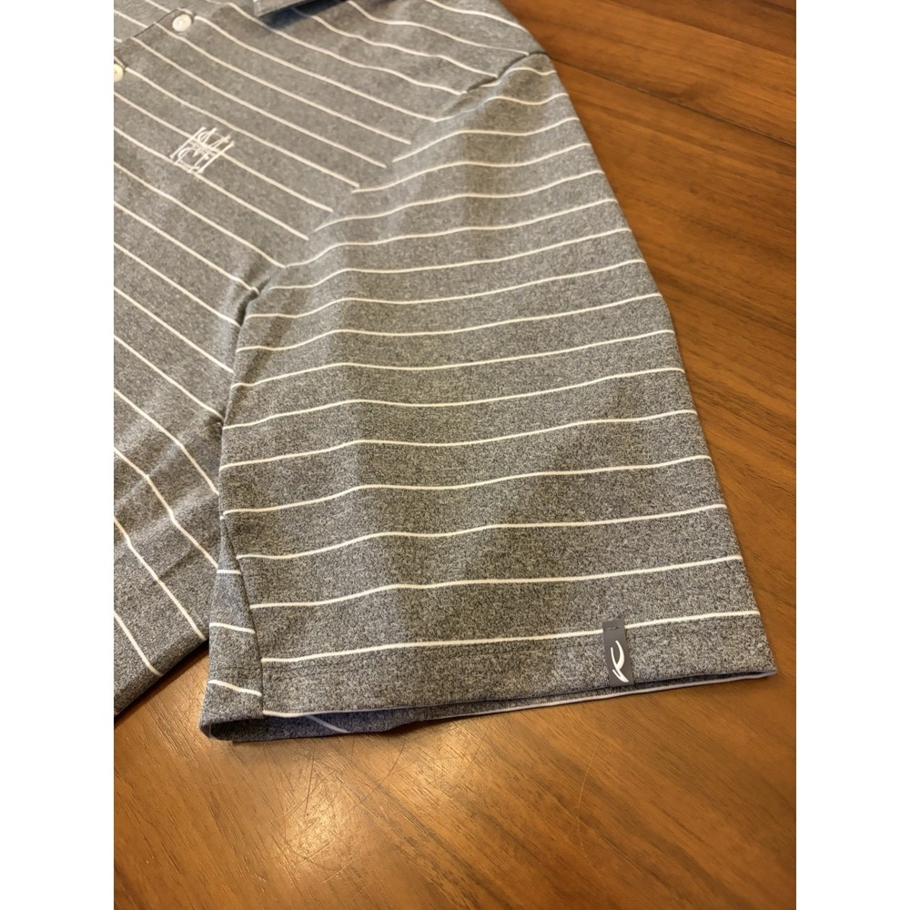 KJUS Golf Polo Shirt Mens 56 2XL Gray White Stripe Soren Stretch Mission Hills - Picture 8 of 14